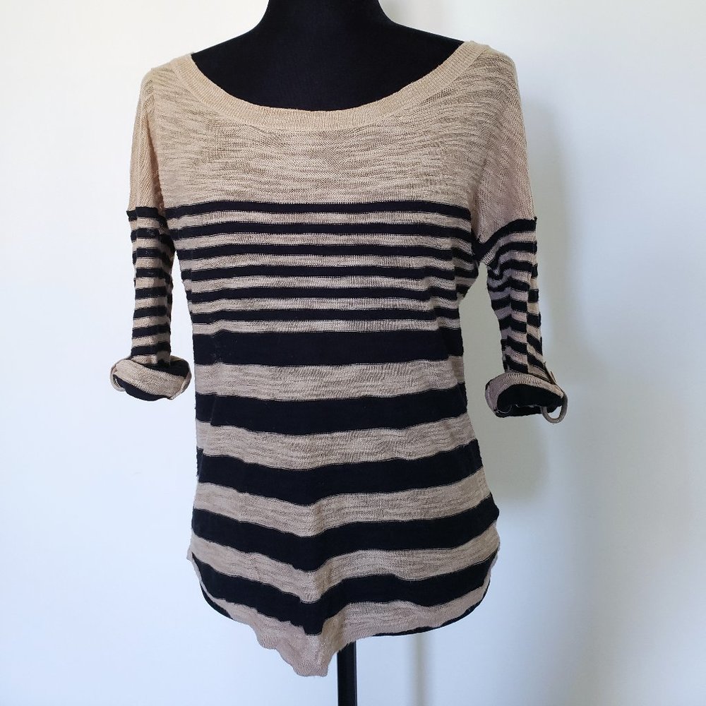 xs || express || BLACK + TAN STRIPED TOP